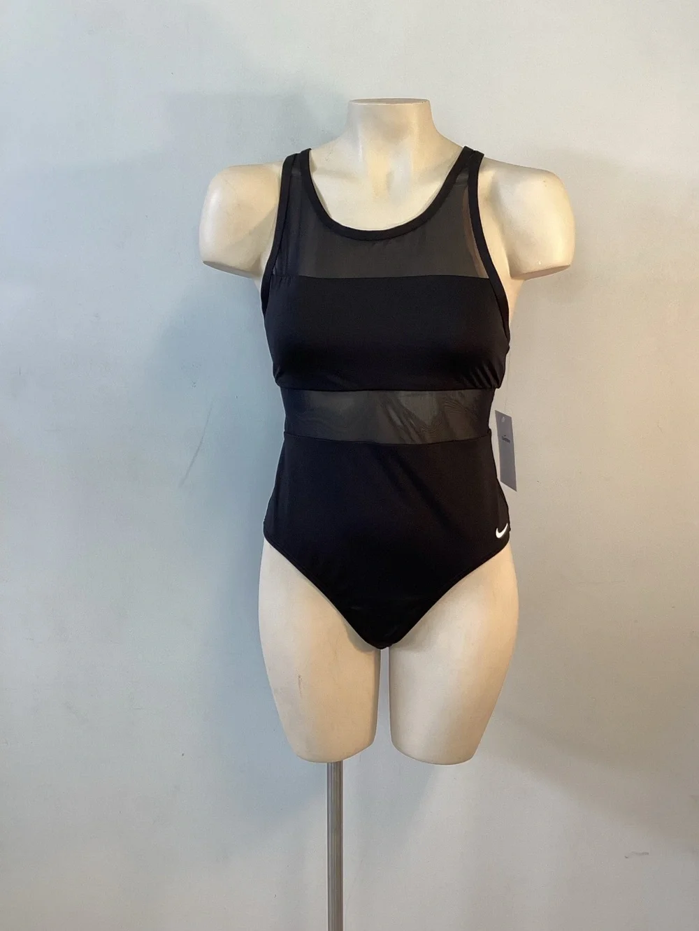 Nike Black Mesh-Panel Women's One-Piece Swimsuit